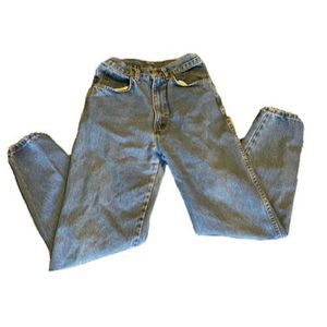 Vintage 80’s 90’s CHIC Hi-Waist Dark Denim Gold Stitch Mom Jeans Size 9